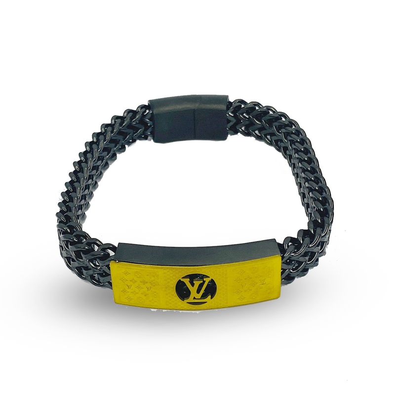 Louis Vuitton – Noir & Gold Iconic Link Bracelet
