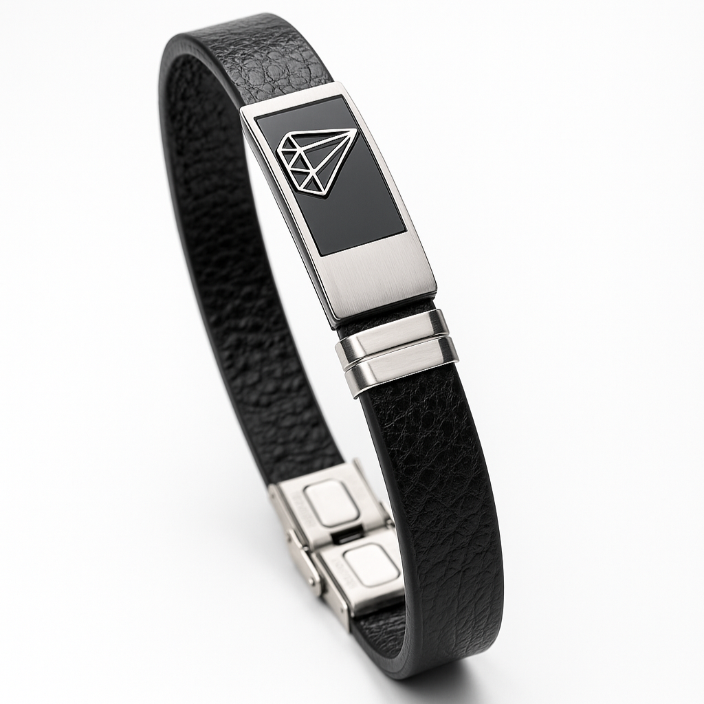 Eterna Luxe Black Leather Bracelet