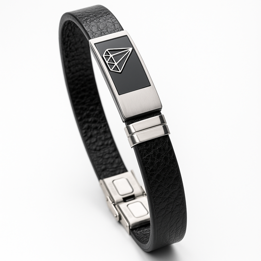 Eterna Luxe Black Leather Bracelet