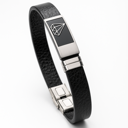 Eterna Luxe Black Leather Bracelet