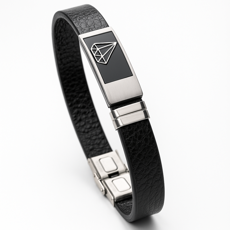 Eterna Luxe Black Leather Bracelet